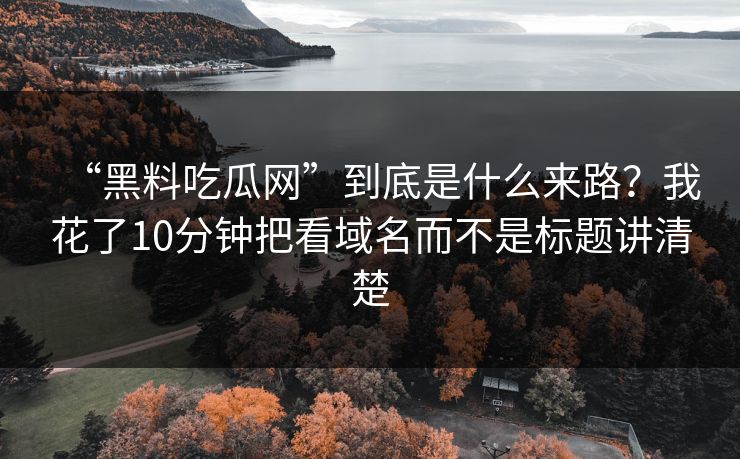 “黑料吃瓜网”到底是什么来路？我花了10分钟把看域名而不是标题讲清楚